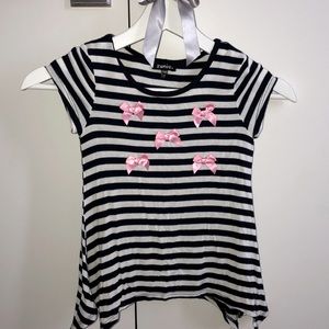 Striped top with bow details